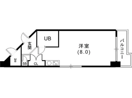 コスモプラザ三宮(ワンルーム/3階)の間取り写真