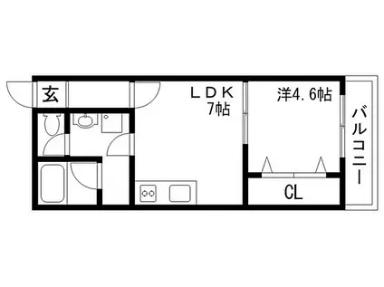 ビタミンテラス新神戸(1LDK/2階)の間取り写真