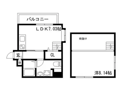 オープンセサミ元町通(1LDK/8階)の間取り写真