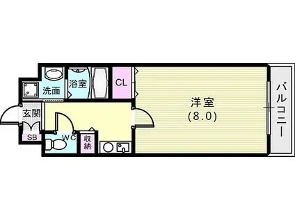 アミーグランコート三宮(1K/12階)の間取り写真