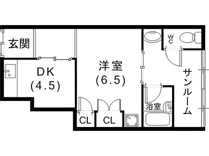 下山手通8丁目連棟住居(1DK)の間取り写真