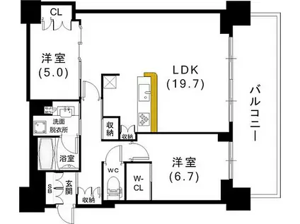 ベイシティタワーズ神戸ウエスト(2LDK/21階)の間取り写真