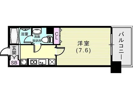 インベスト神戸エアフロント(1K/8階)の間取り写真