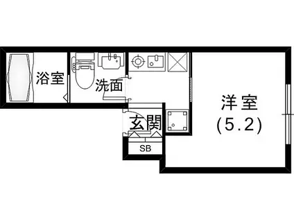 Kパラッツォ神戸坂口通(1K/2階)の間取り写真