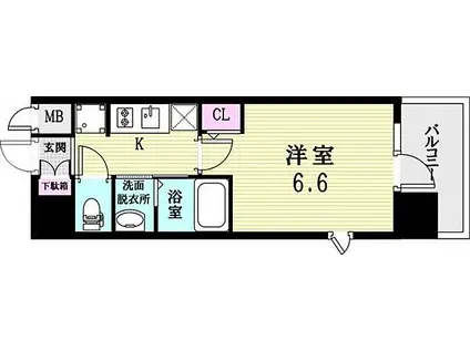 エステムコート神戸ステーションウィズ(1K/13階)の間取り写真