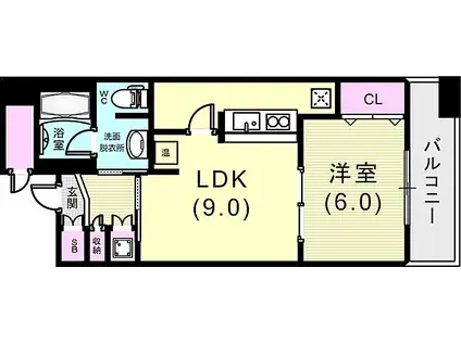 カトルセゾン(1LDK/9階)の間取り写真