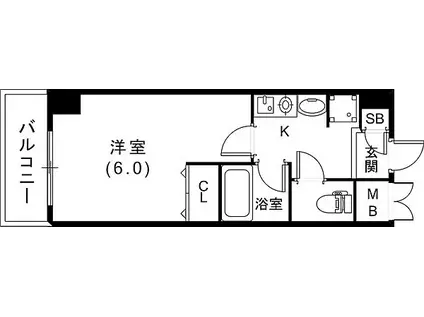 S-FORT神戸三宮北(1K/8階)の間取り写真
