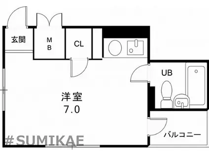 プラザハイム筒井(ワンルーム/4階)の間取り写真
