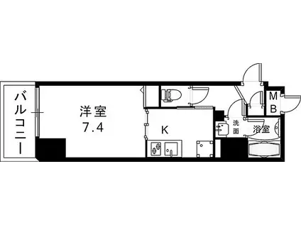 アプリーレ三宮イースト(1K/14階)の間取り写真
