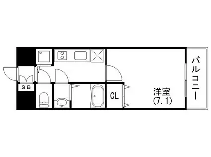 KDXレジデンス三宮(1K/8階)の間取り写真