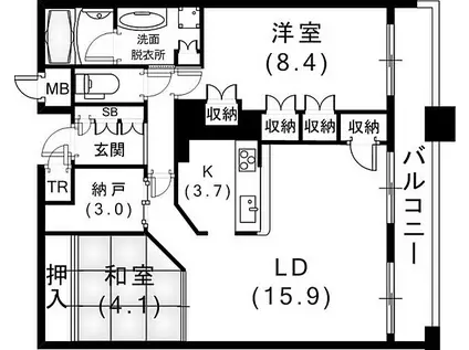 Dグラフォート神戸三宮タワー(2SLDK/35階)の間取り写真