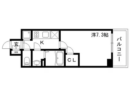 エスリード神戸ハーバーテラス(1K/2階)の間取り写真