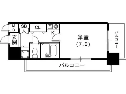 リーガル神戸元町(1K/4階)の間取り写真