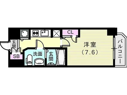 S-RESIDENCE神戸磯上通(1K/8階)の間取り写真