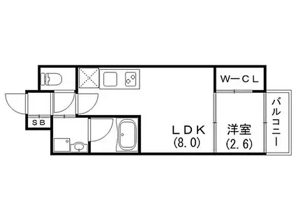 セレニテ神戸元町プリエ(1LDK/13階)の間取り写真