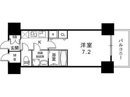 アドバンス三宮シュロス(1K/9階)の間取り写真