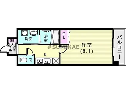 新神戸VITA(1K/5階)の間取り写真