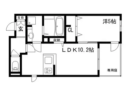 テラコート北野坂(1LDK/1階)の間取り写真