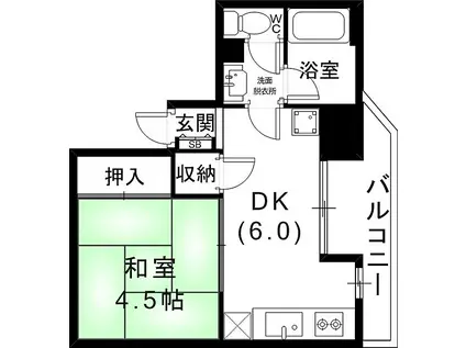 神戸市西神・山手線 三宮駅(神戸新交通) 徒歩12分 7階建 築51年(1LDK/5階)の間取り写真