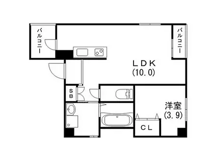 SDグランツ神戸西元町(1LDK/6階)の間取り写真