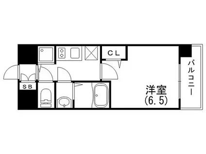 プレサンス神戸元町(1K/2階)の間取り写真