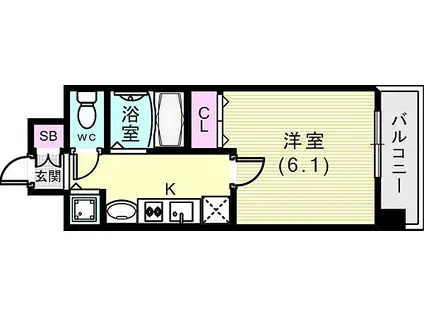 プレミアムコート神戸三宮(1K/8階)の間取り写真