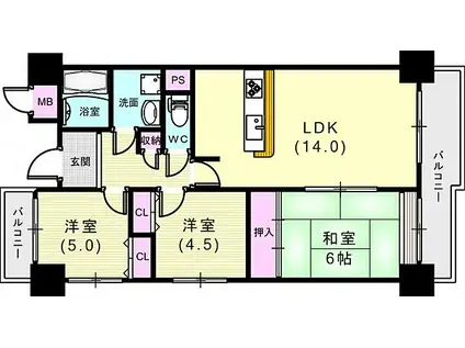 ライフ新神戸(3LDK/3階)の間取り写真