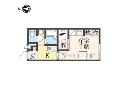 京都丹後鉄道宮豊線 与謝野駅 徒歩73分 2階建 築16年(1K/1階)の間取り写真
