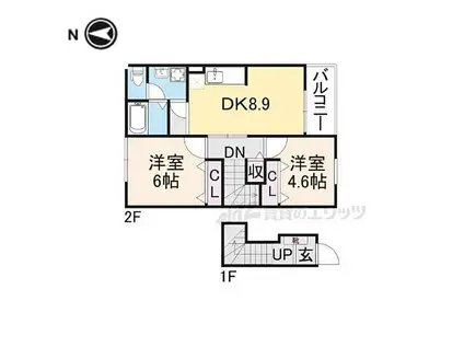 JR舞鶴線 西舞鶴駅 徒歩20分 2階建 築20年(2DK/2階)の間取り写真