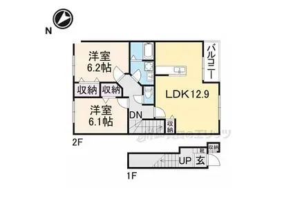 京都丹後鉄道宮豊線 与謝野駅 徒歩5分 2階建 築21年(2LDK/2階)の間取り写真