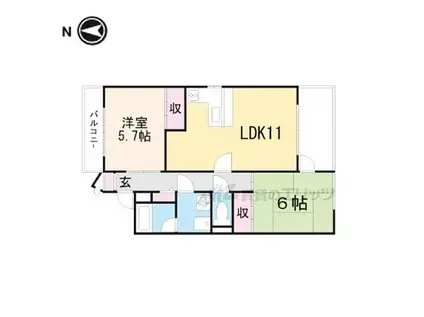 JR山陰本線 園部駅 徒歩22分 4階建 築31年(2LDK/1階)の間取り写真