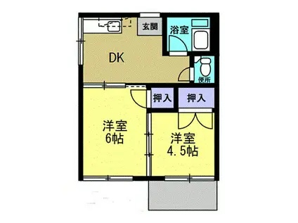 MATSUDO PLACE(2DK/1階)の間取り写真