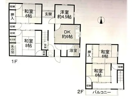 JR山陽本線 竜野駅 徒歩19分 2階建 築54年(5DK)の間取り写真