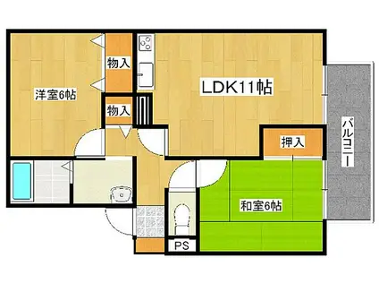 JR山陽本線 英賀保駅 徒歩14分 2階建 築26年(2LDK/2階)の間取り写真