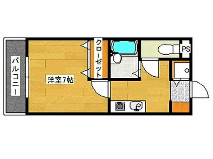 阪急神戸本線 王子公園駅 徒歩5分 3階建 築26年(1K/1階)の間取り写真