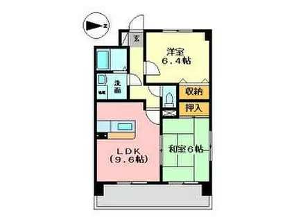 JR山陽本線 網干駅 徒歩3分 5階建 築27年(2DK/3階)の間取り写真