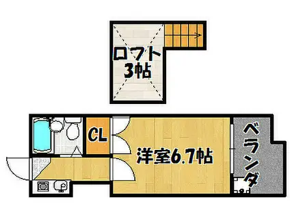 JR山陽本線 西明石駅 徒歩14分 2階建 築36年(1K/1階)の間取り写真