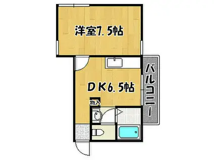山陽電鉄本線 西新町駅 徒歩10分 2階建 築33年(1DK/2階)の間取り写真