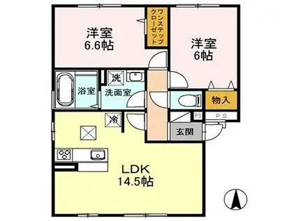 山陽電鉄網干線 平松駅 徒歩10分 3階建 築10年(2LDK/2階)の間取り写真