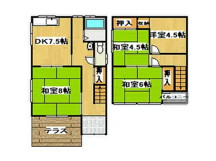 JR山陽本線 大久保駅(兵庫) 徒歩15分 2階建 築46年(4DK)の間取り写真