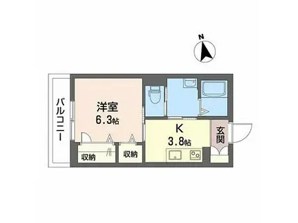 神鉄粟生線 三木駅(神戸電鉄) 徒歩5分 3階建 新築(1K/3階)の間取り写真