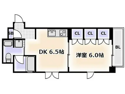 大阪メトロ谷町線 四天王寺前夕陽ケ丘駅 徒歩1分 11階建 築19年(1DK/9階)の間取り写真