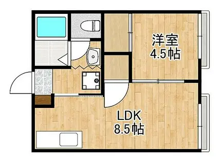 さくらアパートA棟(1LDK/2階)の間取り写真