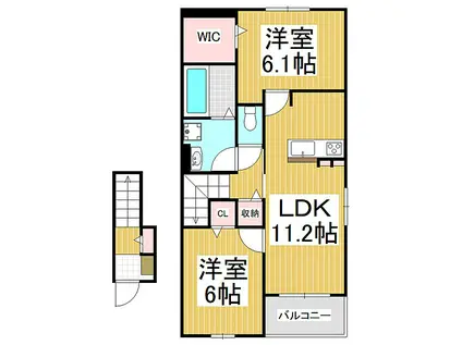 JR飯田線 宮木駅 徒歩19分 2階建 築4年(2LDK/2階)の間取り写真