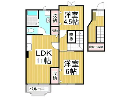 JR飯田線 伊那新町駅 徒歩7分 2階建 築23年(2LDK/2階)の間取り写真