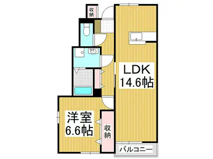 JR飯田線 伊那新町駅 徒歩7分 2階建 築20年(1LDK/1階)の間取り写真