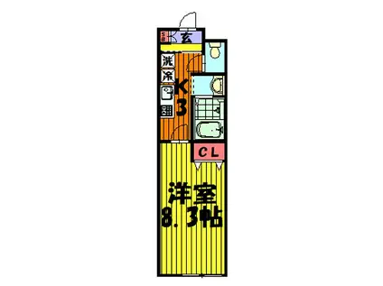 パシオン八幡(1K/1階)の間取り写真