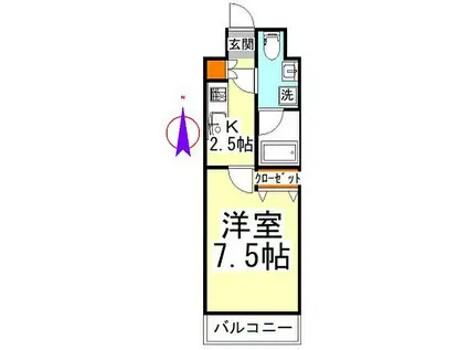 レガロ草加住吉(1K/1階)の間取り写真