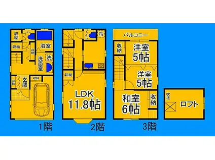 南海線 住ノ江駅 徒歩7分 3階建 築28年(3LDK)の間取り写真