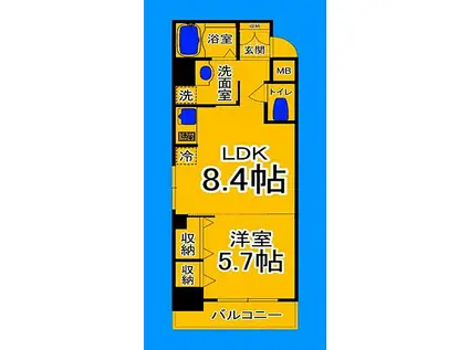 大阪メトロ御堂筋線 なかもず駅(大阪メトロ) 徒歩5分 10階建 築18年(1LDK/7階)の間取り写真